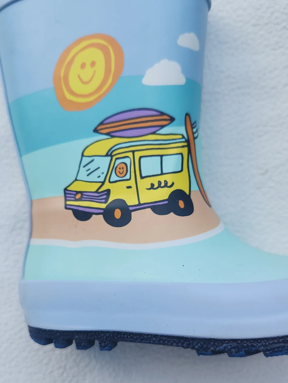 Boys Beach Surf Van Rain Boots Waterproof Rubber Size 6